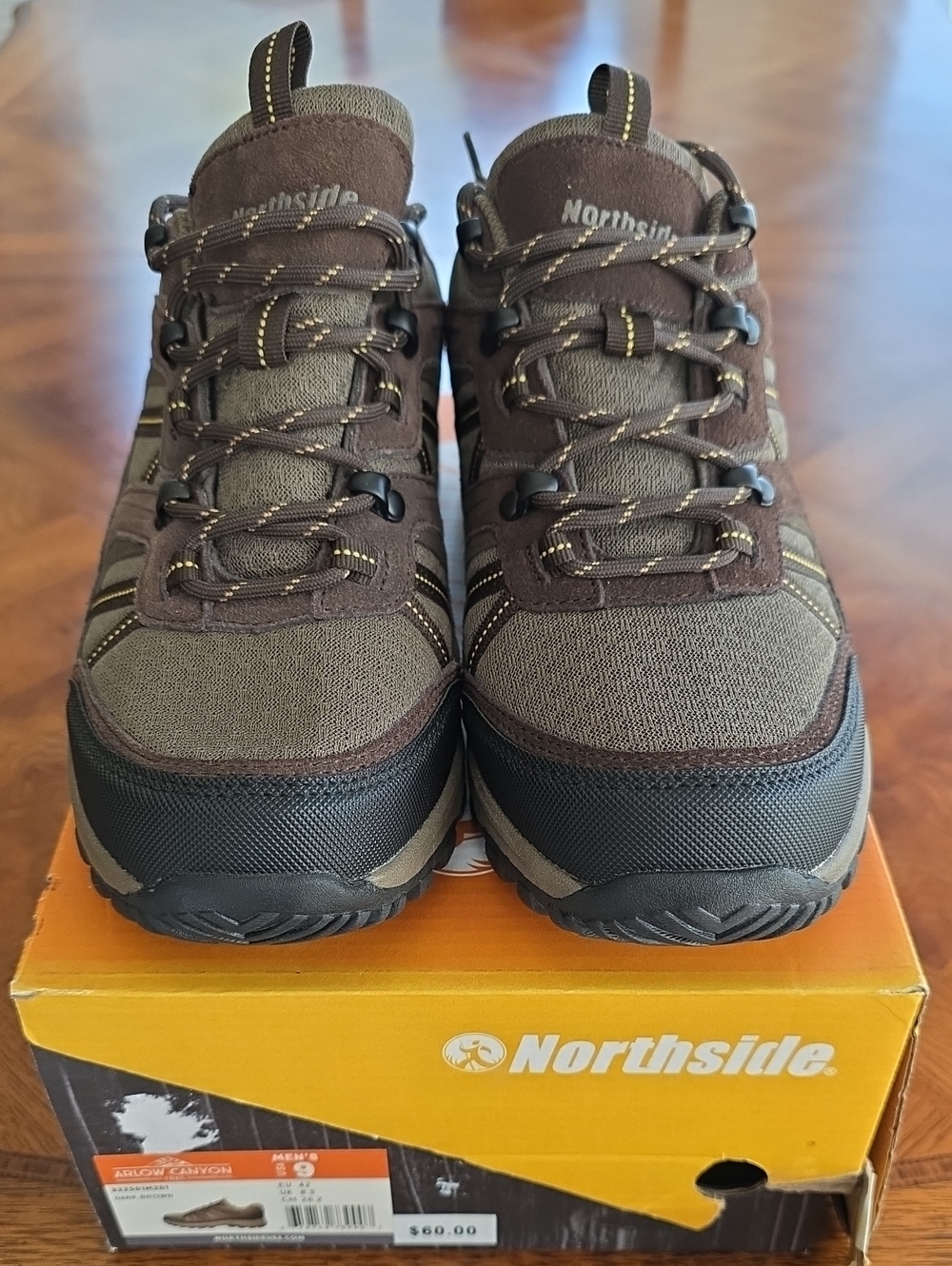 Northside Arlow Canyon Trail Low Hiking Shoe‎ Suede Upper Brown Mens Size 9 -NEW